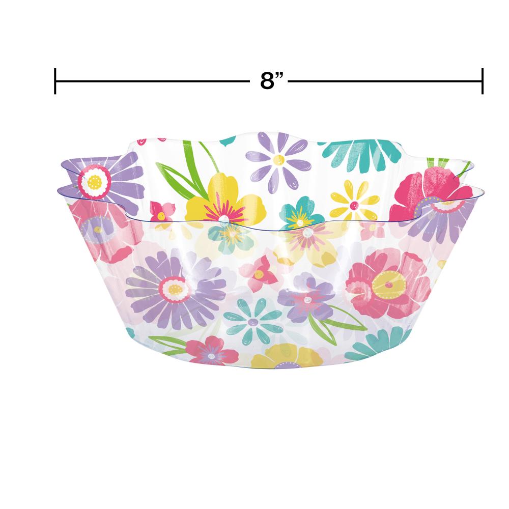 12ct Bulk Spring Florals 8" Fluted Plastic Bowl
