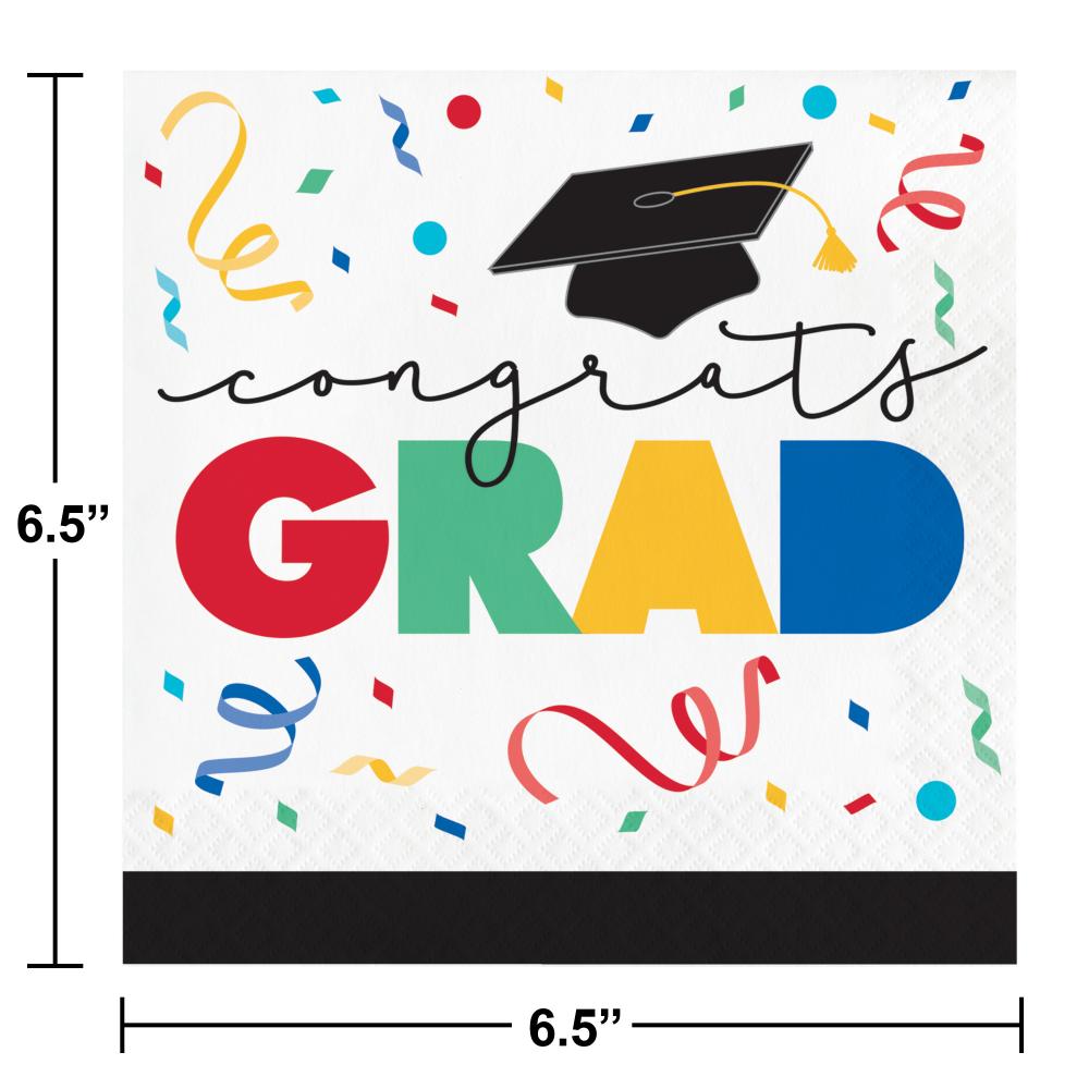192 pc Bulk Grad Cap Toss 2 Ply Luncheon Napkin - Graduation Party Supplies by Creative Converting