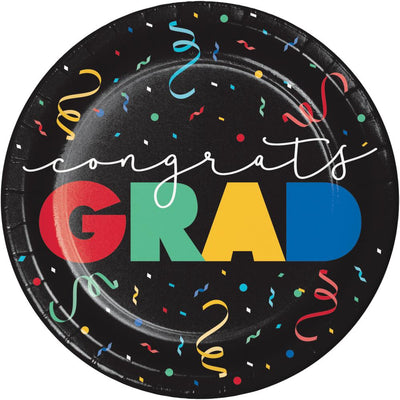 96 pc Bulk Grad Cap Toss Paper 9" Dinner Plate - Graduation Party Supplies by Creative Converting