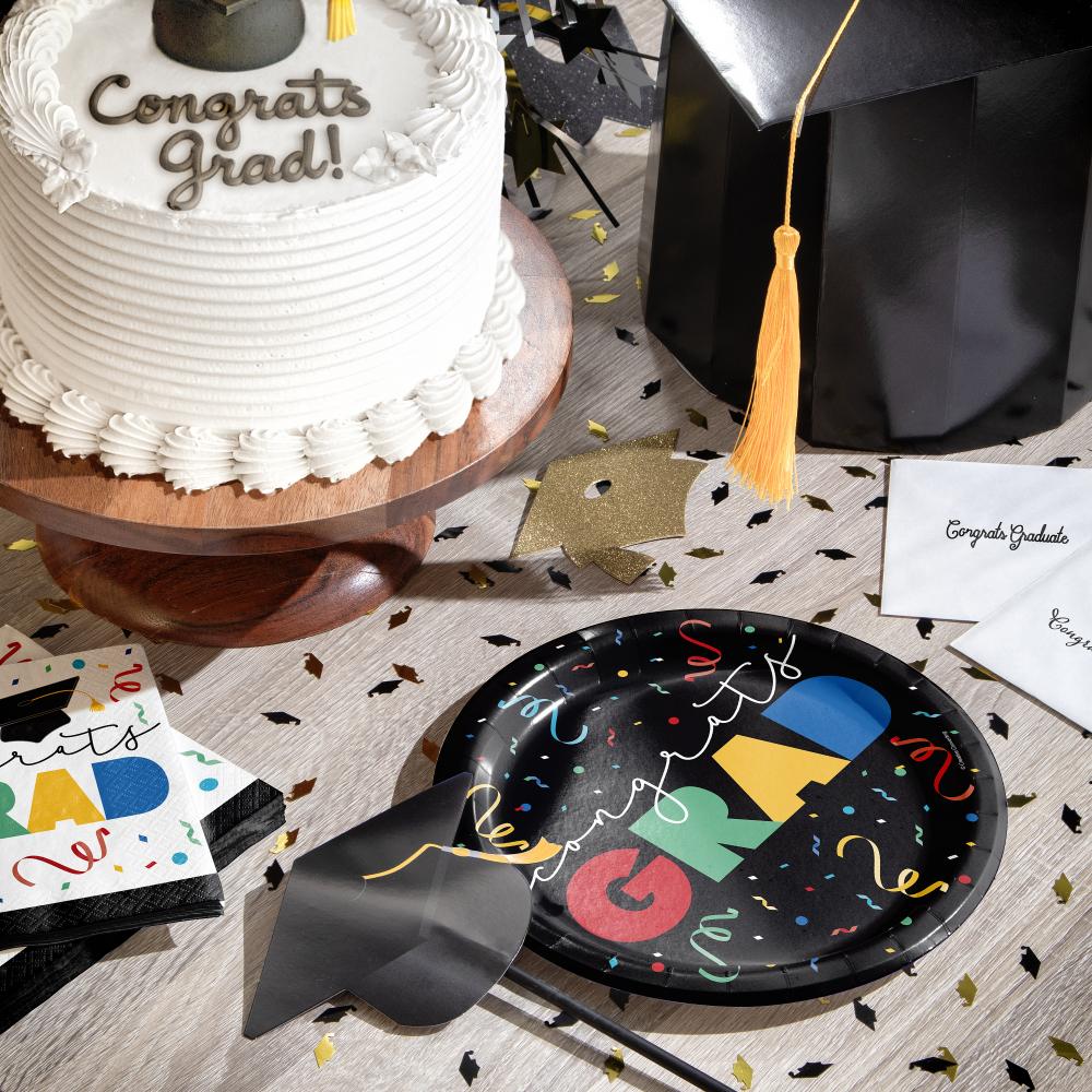 96ct Bulk Grad Cap Toss Paper 9" Dinner Plate