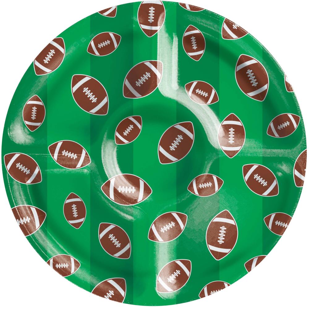 Tailgate Decor Football Plastic Compartment Tray (Case of 6) - Sports Party Supplies by Creative Converting