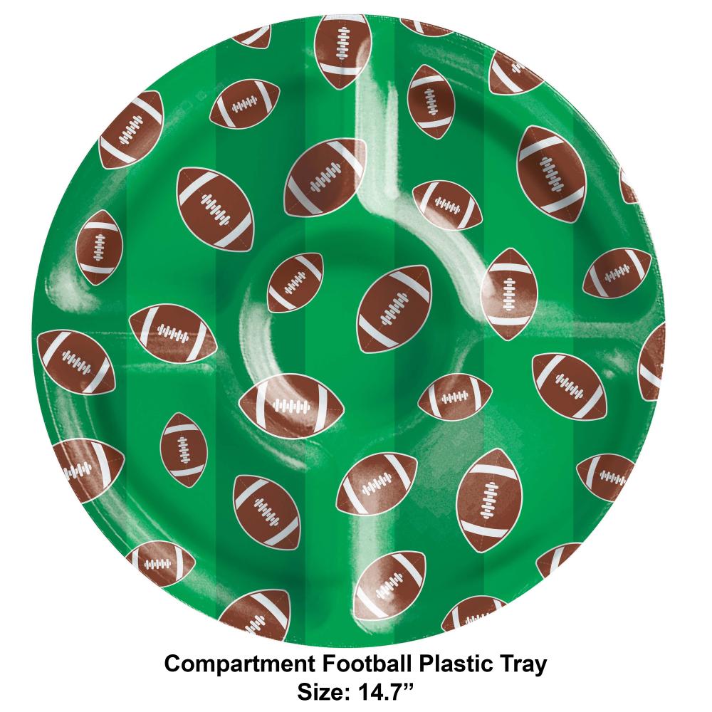 Tailgate Decor Football Plastic Compartment Tray (Case of 6) by Creative Converting