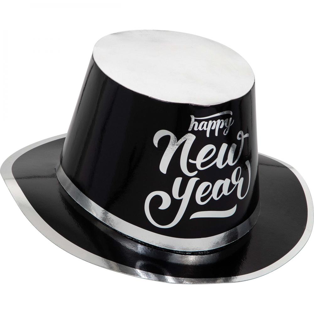 New Year's Black and Silver Top Hat (Case of 12) - New Year's Eve Party Supplies by Creative Converting