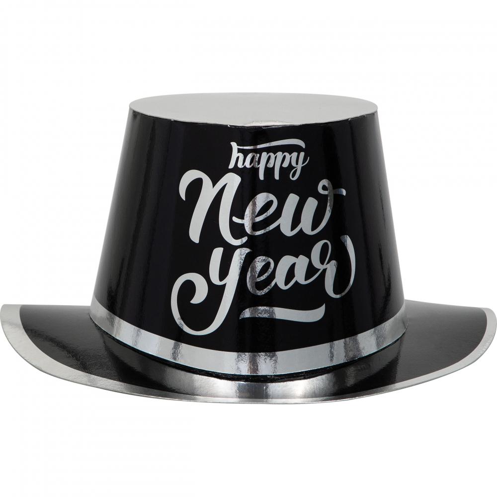 New Year's Black and Silver Top Hat (Case of 12) by Creative Converting