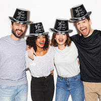New Year's Black and Silver Top Hat (Case of 12) by Creative Converting