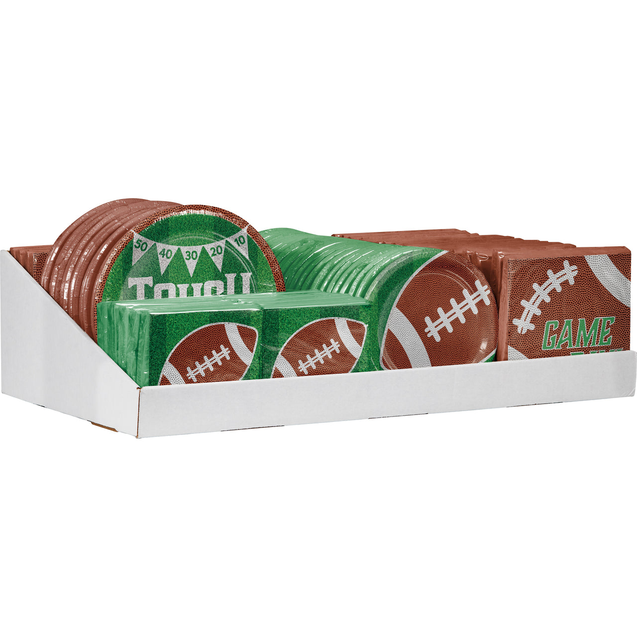 76 Pack Tailgate Time Tableware Retail Counter Display | Football Party Supplies - Sports Party Supplies by Creative Converting