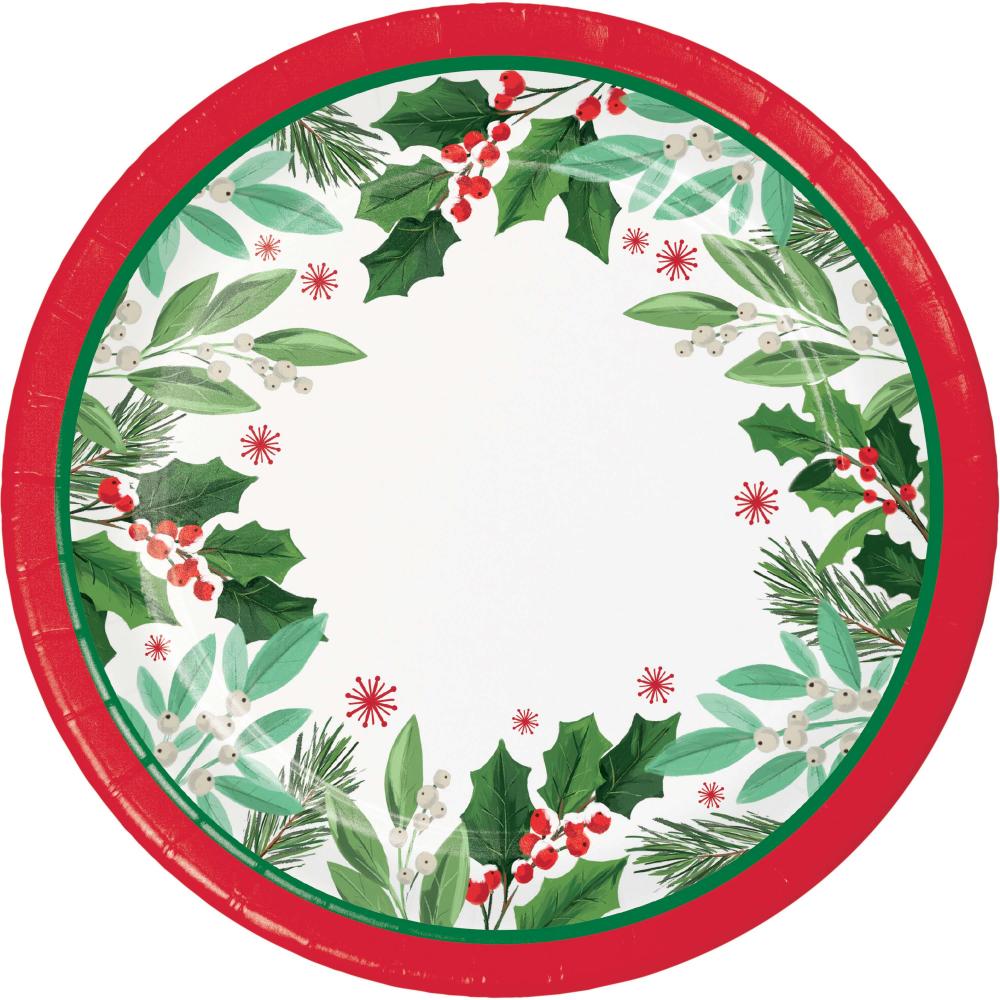 Holly Jolly Christmas Paper Dinner Plate (Case of 96) by Creative Converting