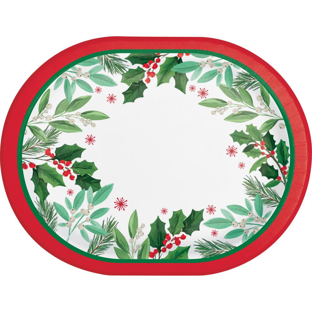 Holly Jolly Christmas Paper Oval Platter (Case of 96) by Creative Converting