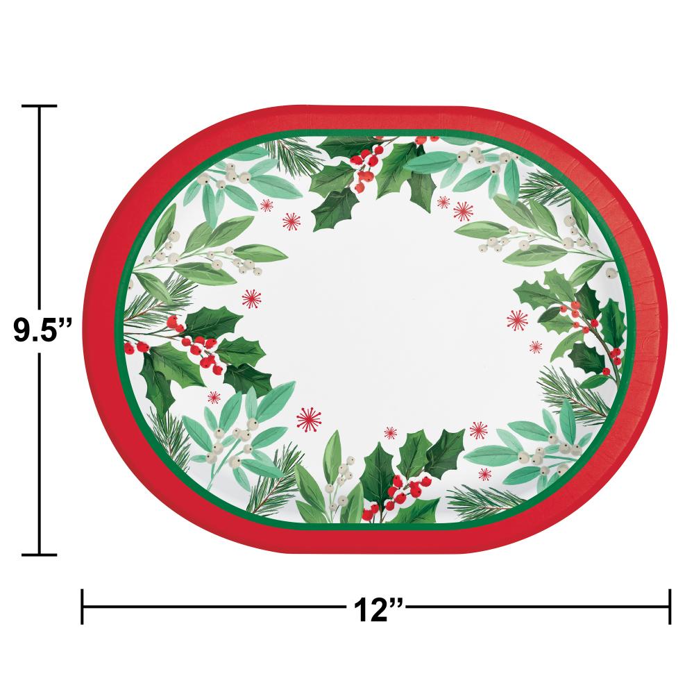 Holly Jolly Christmas Paper Oval Platter (Case of 96) by Creative Converting