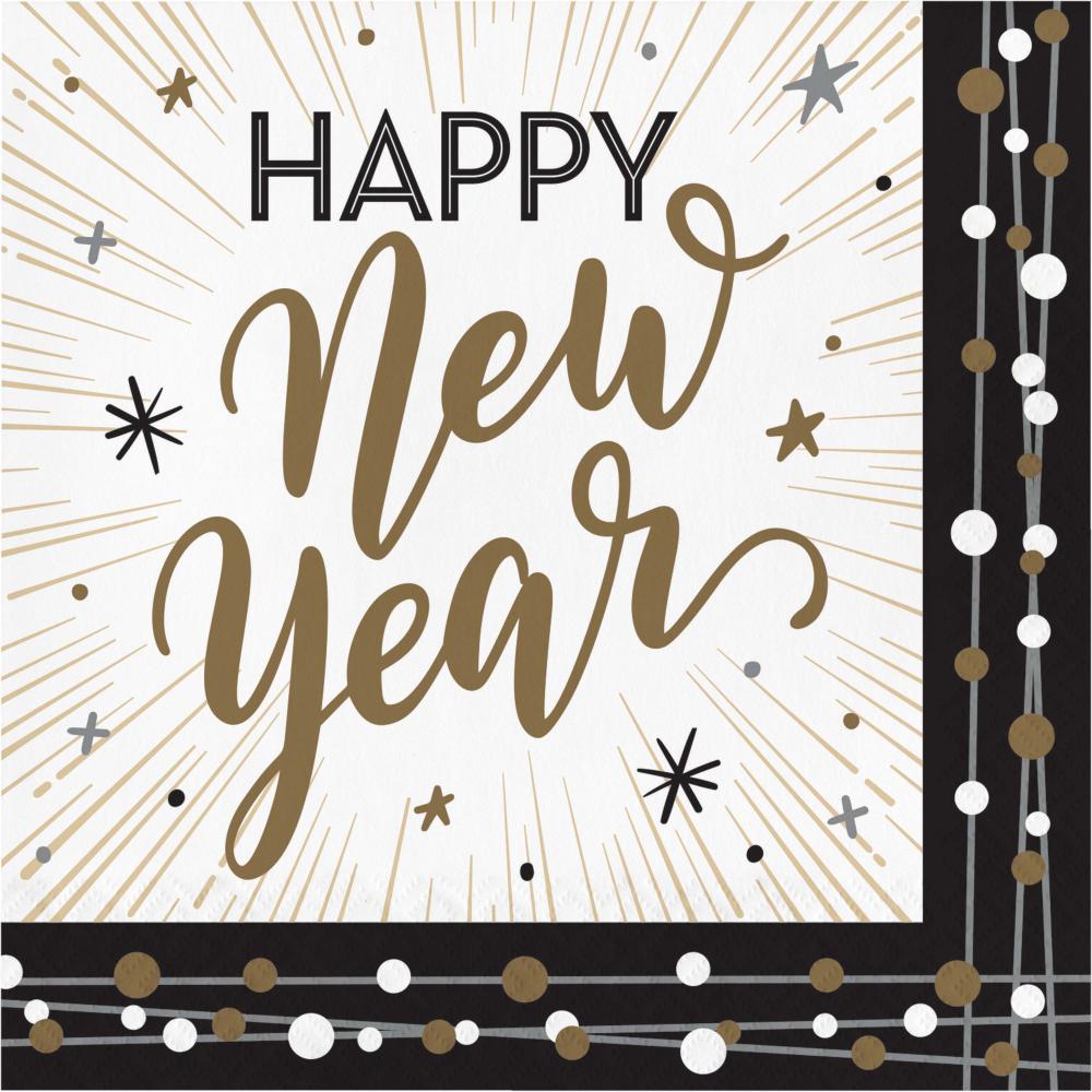 New Years Shimmer Paper Luncheon Napkin (Case of 192) - New Year's Eve Party Supplies by Creative Converting