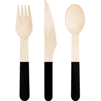 Black Velvet Wooden Cutlery, Assorted (Case of 288) - Solid Color Party Tableware by Creative Converting