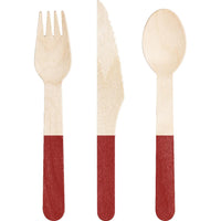 Classic Red Wooden Cutlery, Assorted (Case of 288) - Solid Color Party Tableware by Creative Converting