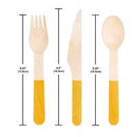 School Bus Yellow Wooden Cutlery, Assorted (Case of 288) by Creative Converting