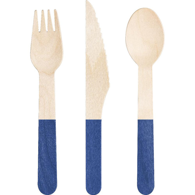 Cobalt Wooden Cutlery, Assorted (Case of 288) - Solid Color Party Tableware by Creative Converting