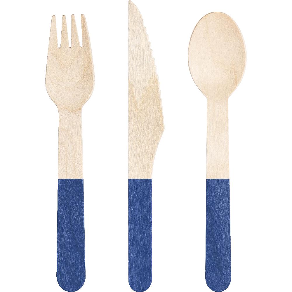 Cobalt Wooden Cutlery, Assorted (Case of 288) - Solid Color Party Tableware by Creative Converting