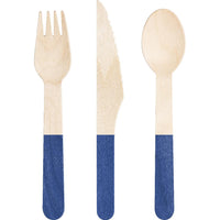 Cobalt Wooden Cutlery, Assorted (Case of 288) - Solid Color Party Tableware by Creative Converting