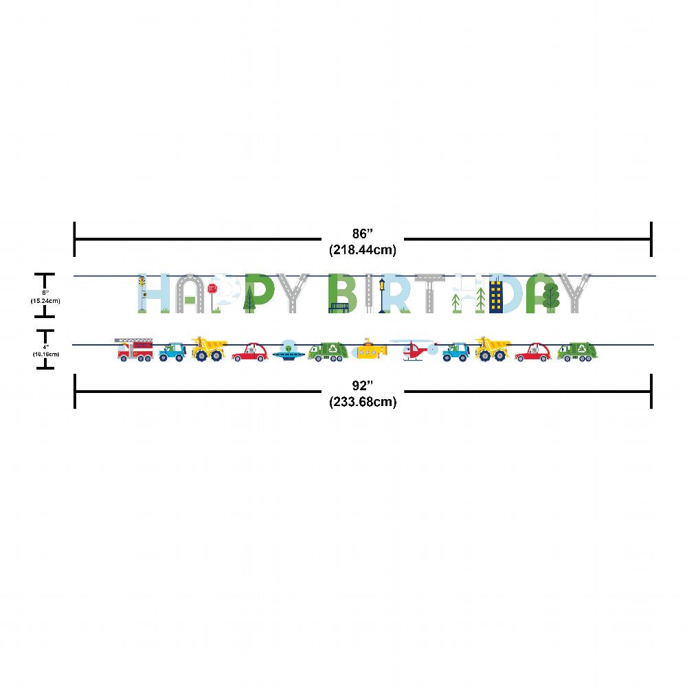 Transportation Time City Life Happy Birthday Letter and Vehicle Ribbon Banners (Case of 24) by Creative Converting