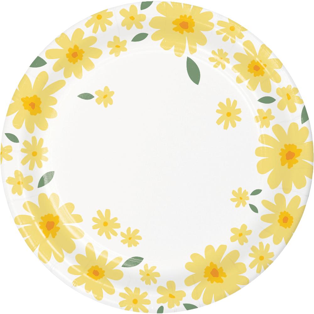 Sweet Daisy Paper Dessert Plate (Case of 96) - Baby Shower Party Supplies by Creative Converting
