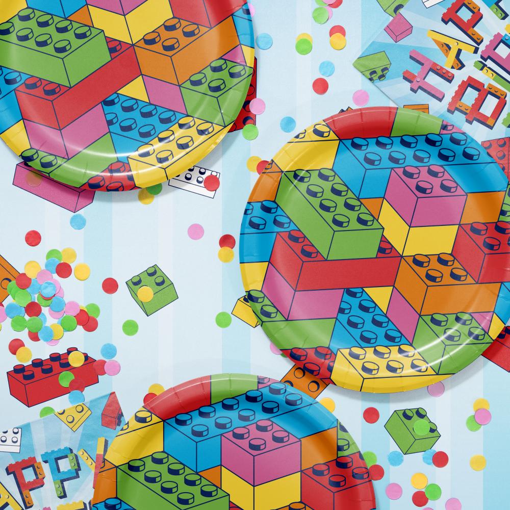 Block Bash Toy Blocks Paper Dinner Plates (Case of 96) by Creative Converting