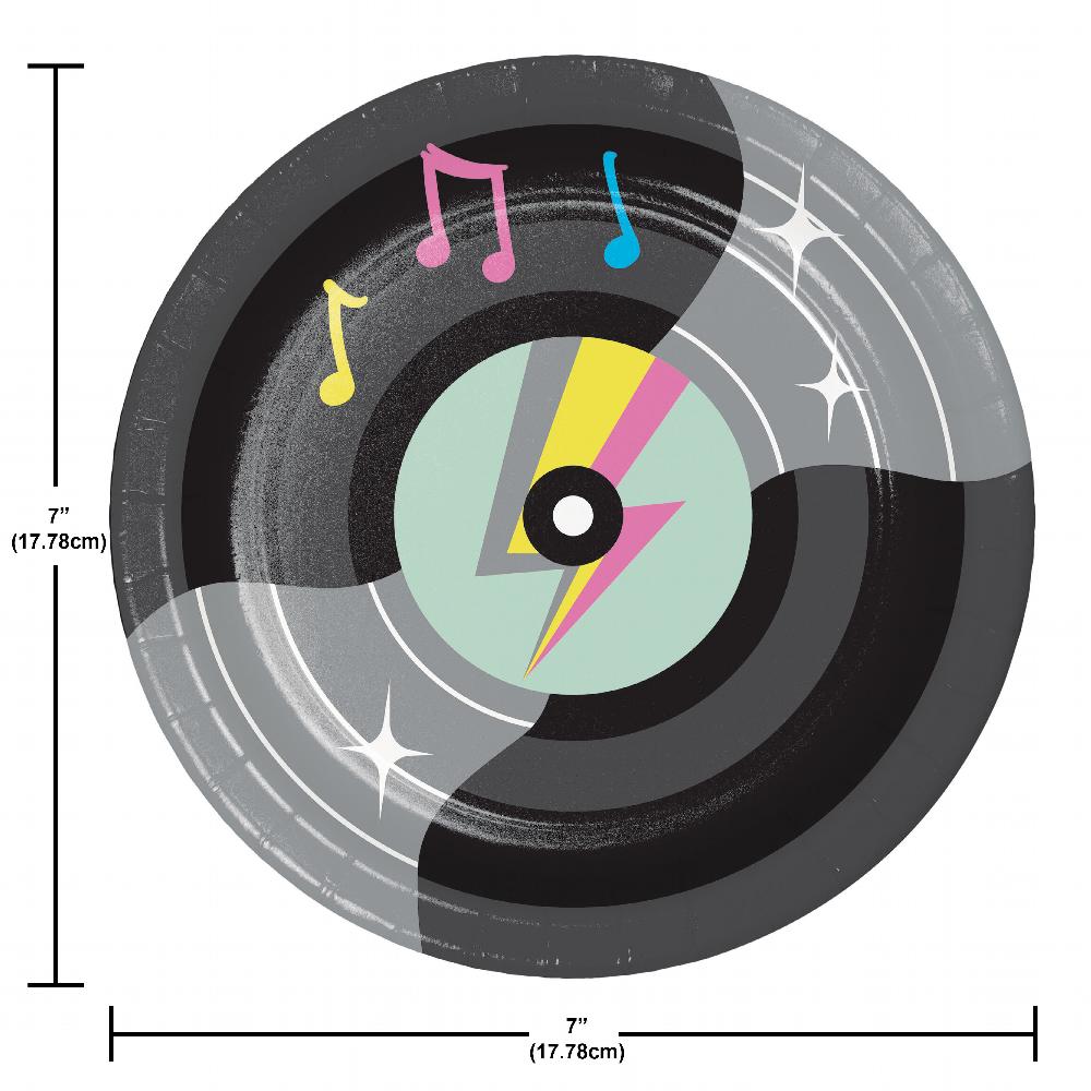 Birthday Beats Disco Party Vinyl Record Paper Dessert Plates (Case of 96) by Creative Converting