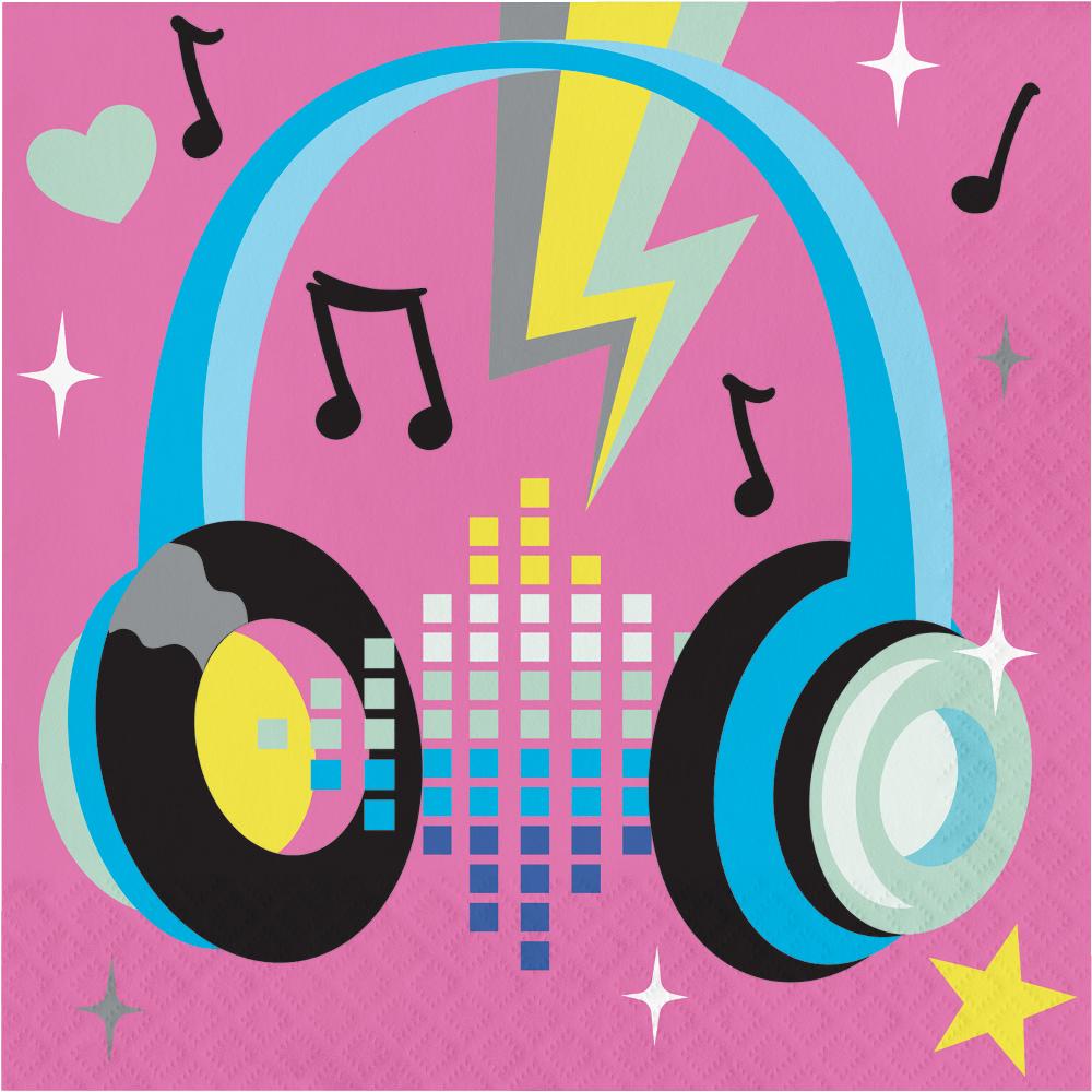 Birthday Beats Disco Party Headphone Napkins (Case of 192) - Birthday Party Supplies by Creative Converting