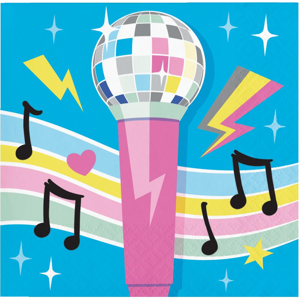 Birthday Beats Disco Party Microphone Paper Beverage Napkins (Case of 192) - Birthday Party Supplies by Creative Converting