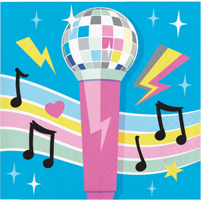 Birthday Beats Disco Party Microphone Paper Beverage Napkins (Case of 192) - Birthday Party Supplies by Creative Converting