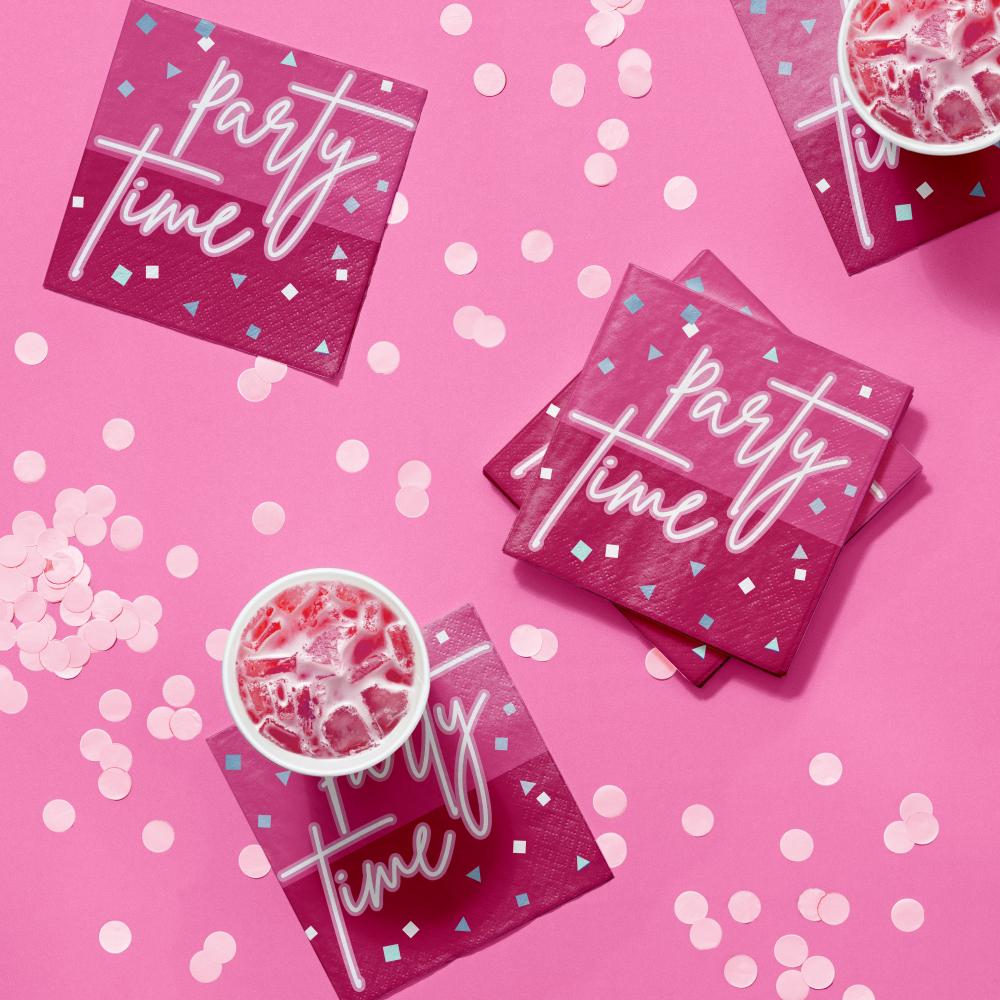 Pink Paper Beverage Napkin, Foil (Case of 192) by Creative Converting