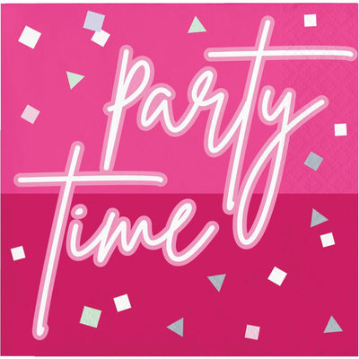 Pink Paper Beverage Napkin, Foil (Case of 192) - Party Themes by Creative Converting