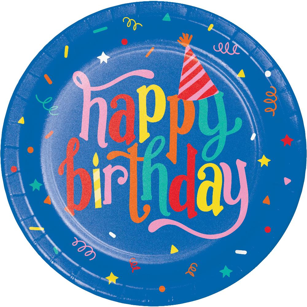 Hats Off Birthday Paper Dinner Plate (Case of 96) - Birthday Party Supplies by Creative Converting