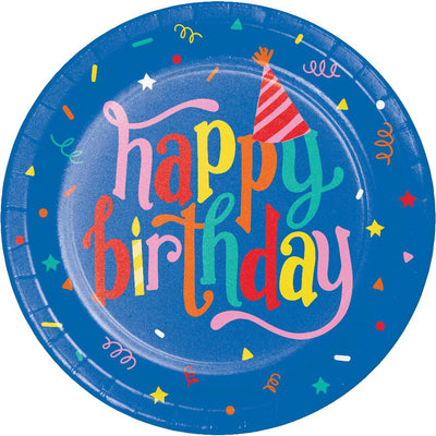 Hats Off Birthday Paper Dinner Plate (Case of 96) - Birthday Party Supplies by Creative Converting