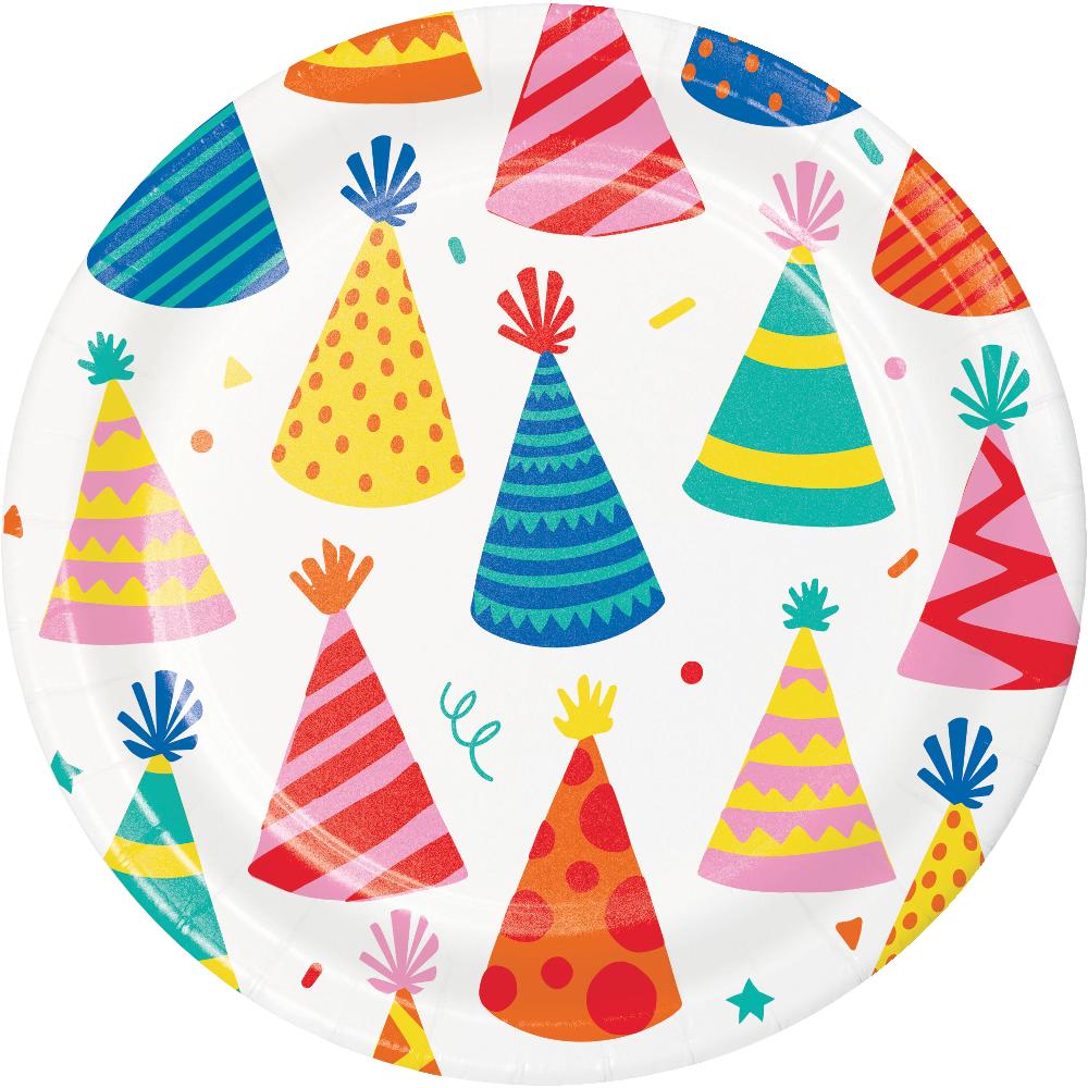 Hats Off Birthday Paper Dessert Plate (Case of 96) - Birthday Party Supplies by Creative Converting
