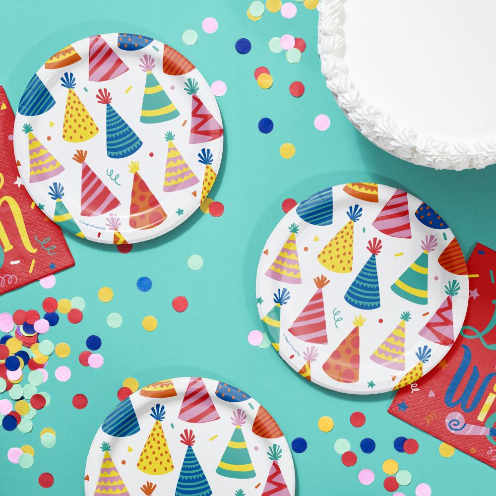 Hats Off Birthday Paper Dessert Plate (Case of 96) by Creative Converting