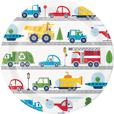 Transportation Time City Life Paper Dinner Plates (Case of 96) - Birthday Party Supplies by Creative Converting