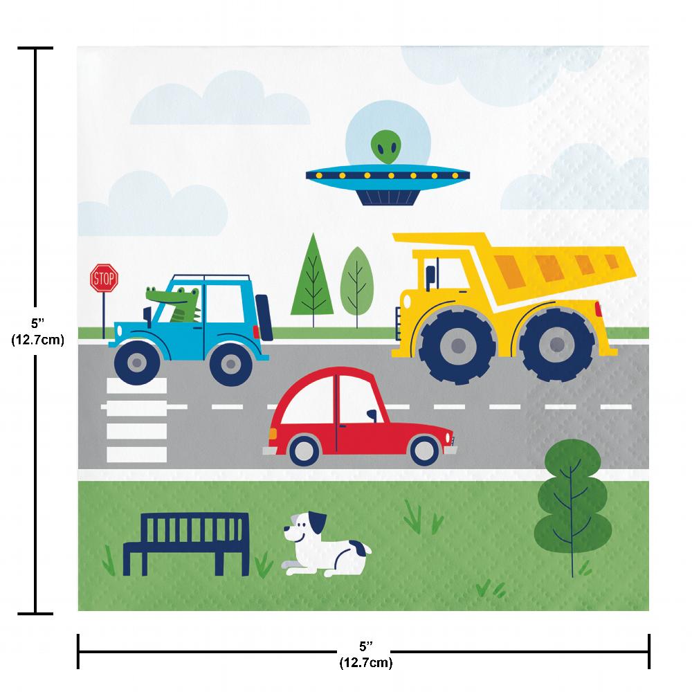 Transportation Time City Life Paper Beverage Napkins (Case of 192) by Creative Converting