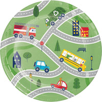 Transportation Time City Life Dessert Plates (Case of 96) - Birthday Party Supplies by Creative Converting