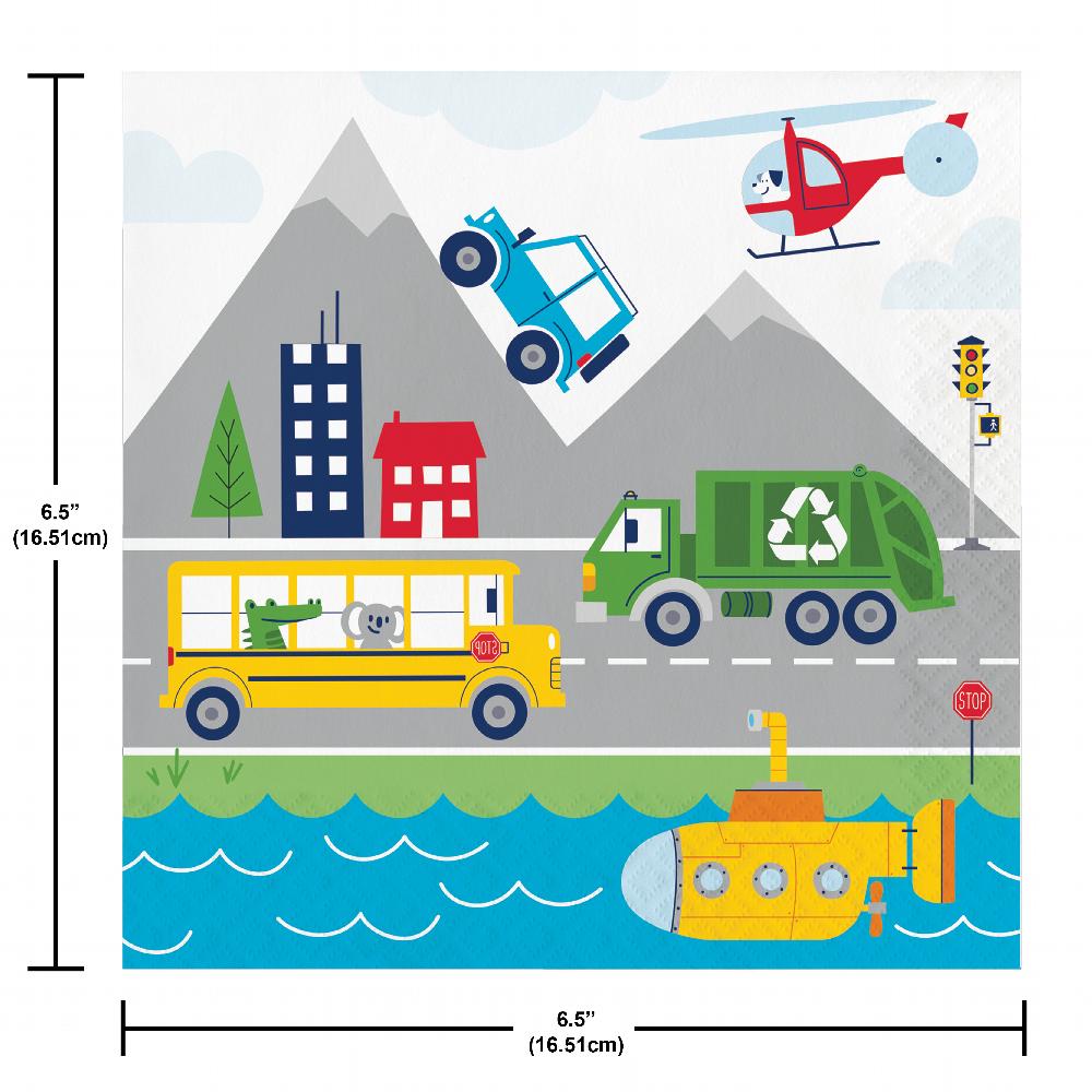 Transportation Time City Life Paper Napkins (Case of 192) by Creative Converting