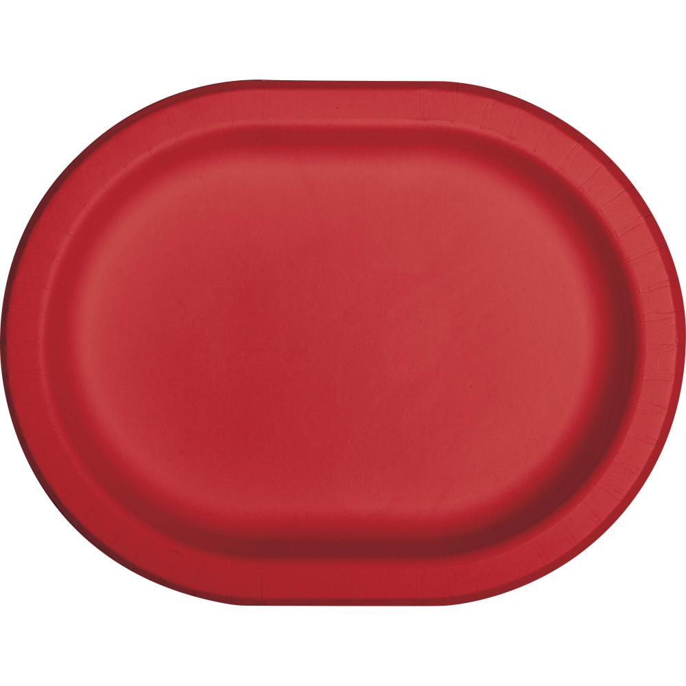 Classic Red Paper Oval Platter (Case of 96) - Solid Color Party Tableware by Creative Converting