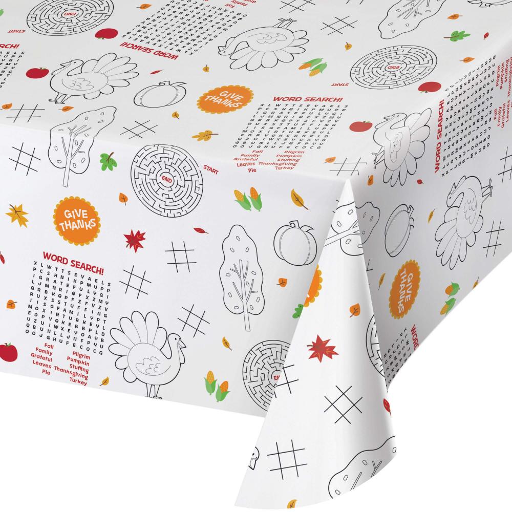 Thanksgiving Activity Paper Tablecover  (Case of 12) - Thanksgiving Party Supplies by Creative Converting