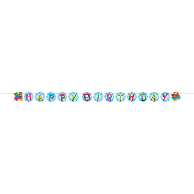 Block Bash "Happy Birthday" Toy Blocks Ribbon Banners (Case of 12) - Birthday Party Supplies by Creative Converting