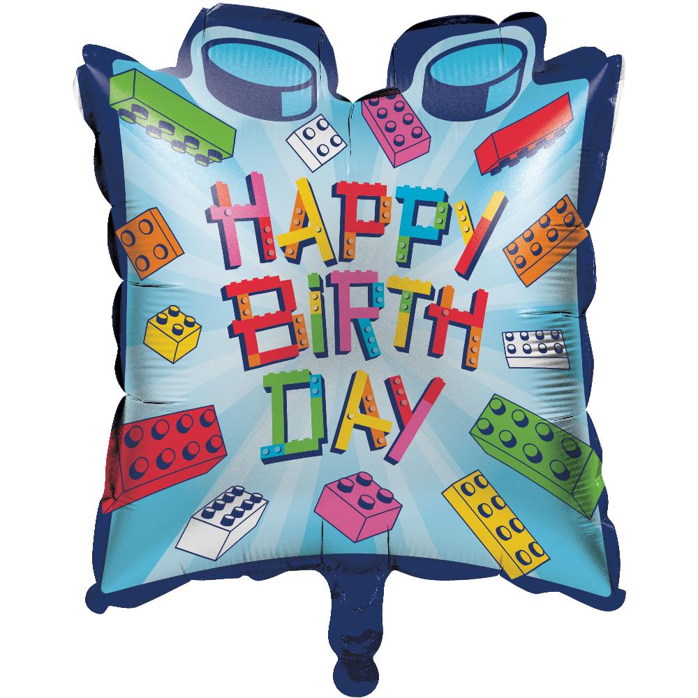 Block Bash "Happy Birthday" Toy Blocks Balloons (Case of 10) - Birthday Party Supplies by Creative Converting