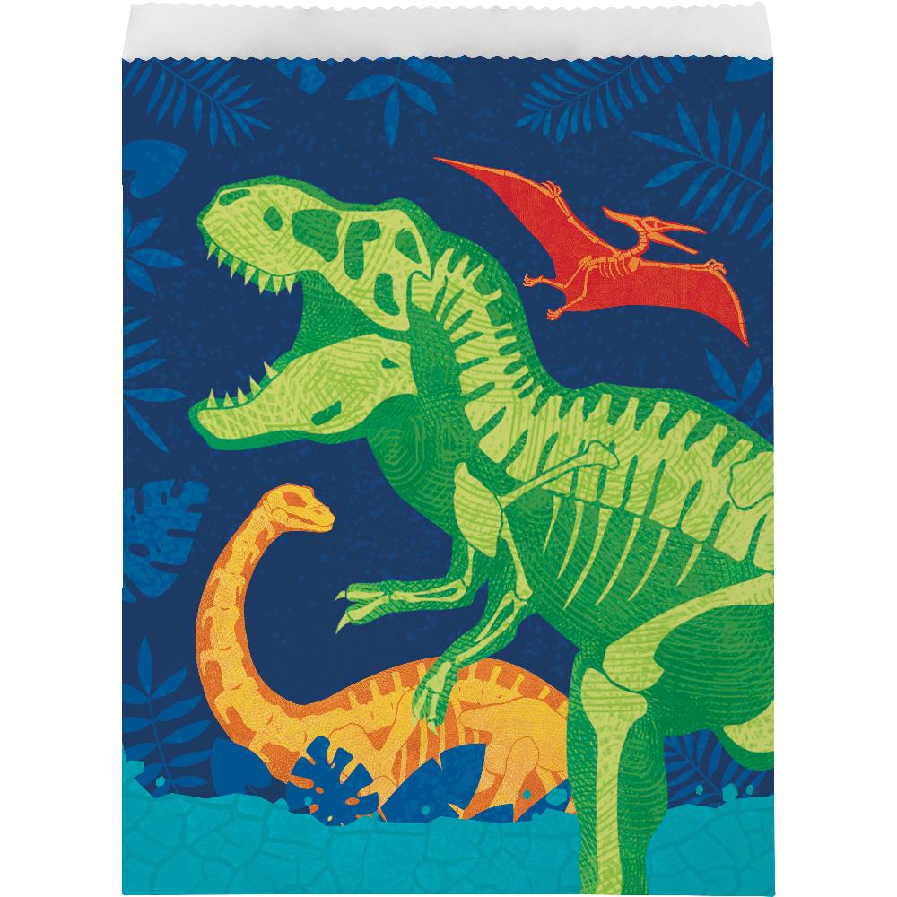 Dino Dig Paper Treat Bags, Large (Case of 96) - Birthday Party Supplies by Creative Converting