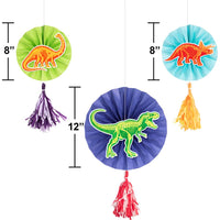 Dino Dig Paper Fans w/ Tassels (Case of 36) by Creative Converting