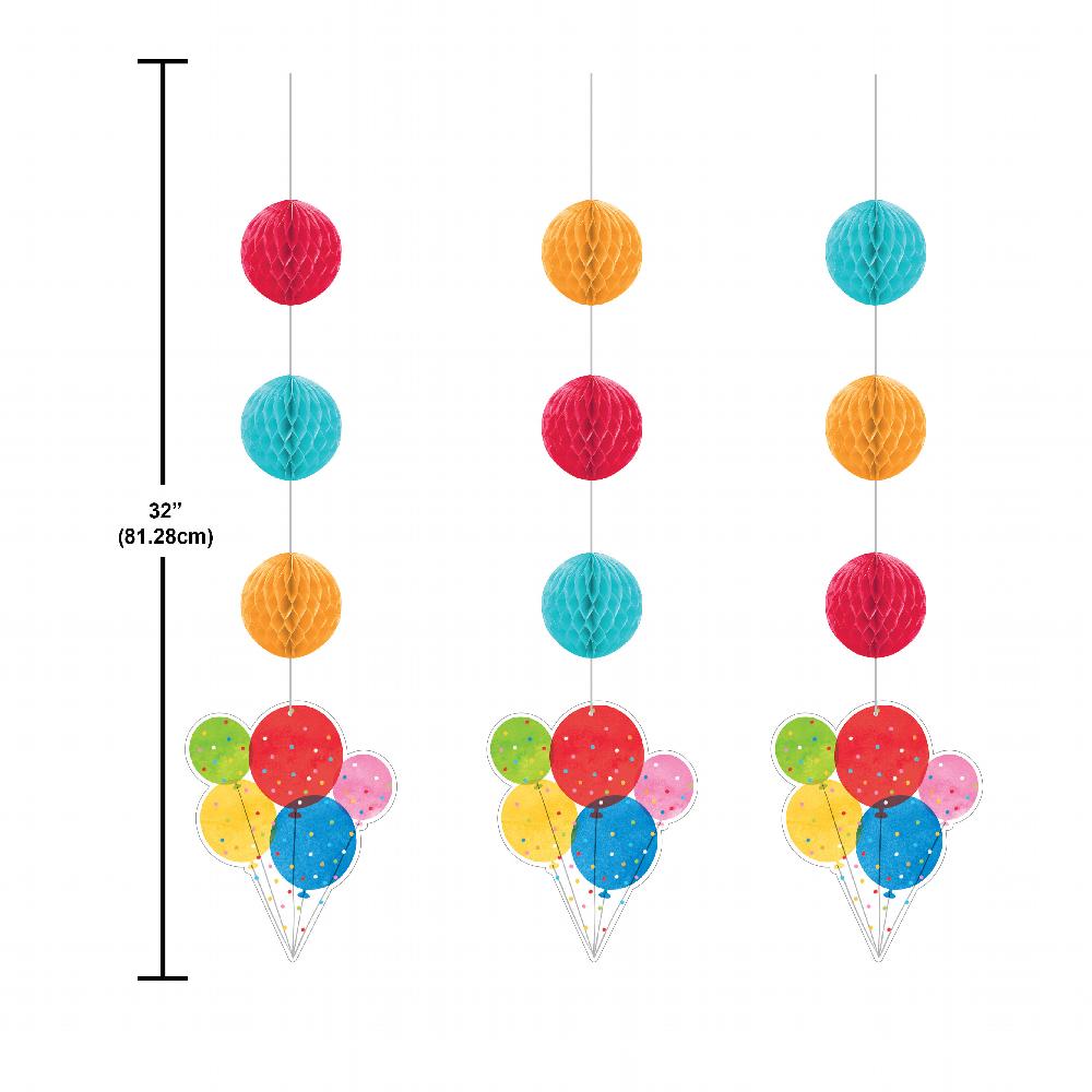 Hanging Cutouts w/ Honeycomb - Confetti Balloons Party Decoration