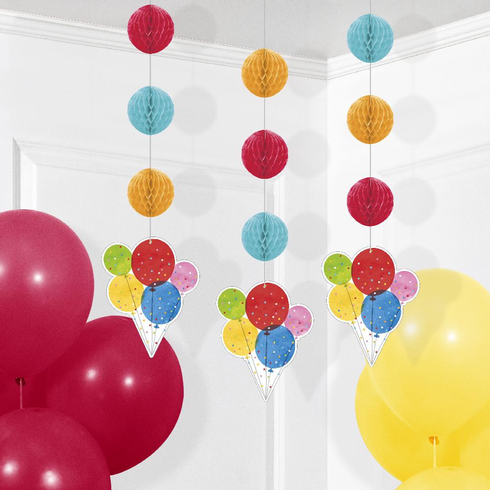 Hanging Cutouts w/ Honeycomb - Confetti Balloons Party Decoration