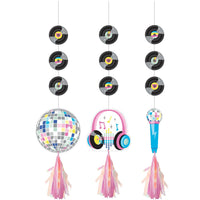 Birthday Beats Disco Hanging Cutouts with Iridescent Tassels (Case of 36) - Birthday Party Supplies by Creative Converting