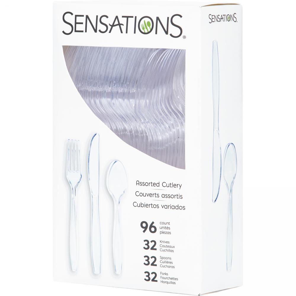 Assorted Plastic Cutlery, Clear (Case of 576) - Solid Color Party Tableware by Creative Converting