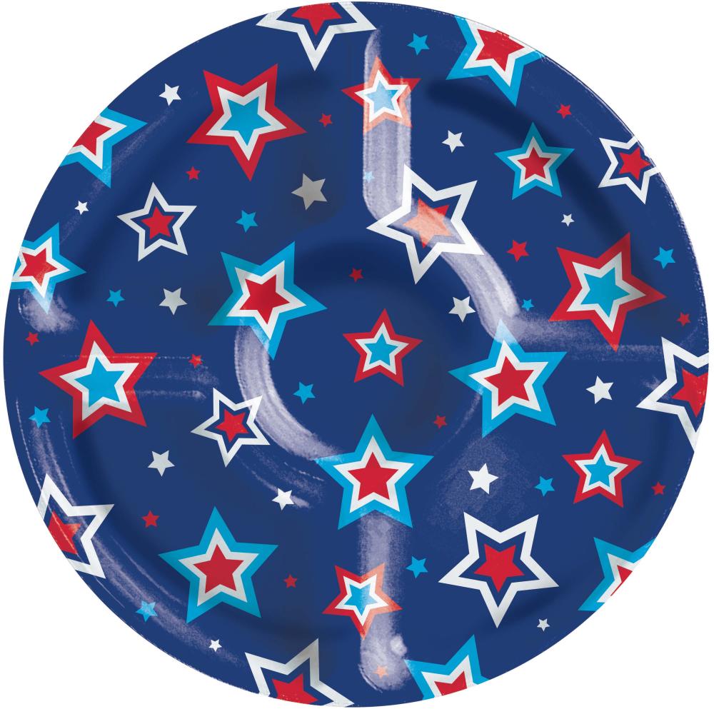 6/Case Plastic Compartment Tray - Patriotic - Patriotic and 4th of July Party Supplies by Creative Converting