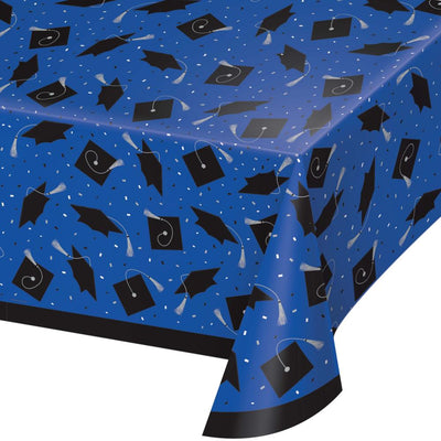 12/Case nan - School Spirit Blue Graduation Plastic Tablecover - Graduation Party Supplies by Creative Converting