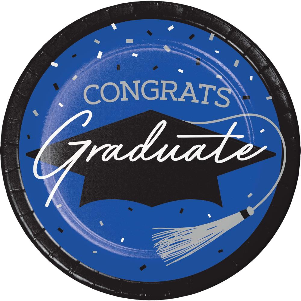180/Case nan - School Spirit Blue Graduation Dessert Plates - Graduation Party Supplies by Creative Converting